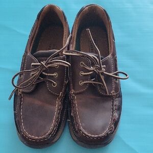 Boy's 4M Classic Brown Leather Boat Shoes
